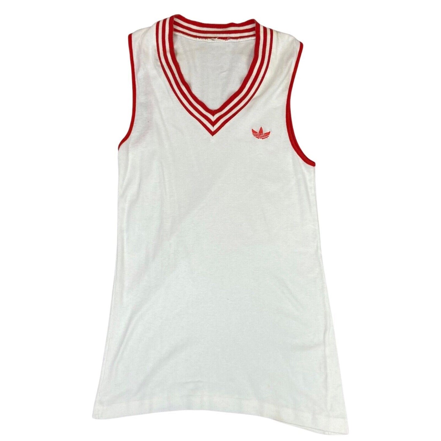 Vintage 70s 80s White Red Adidas Ribcage Vest Tank Embroidered XS