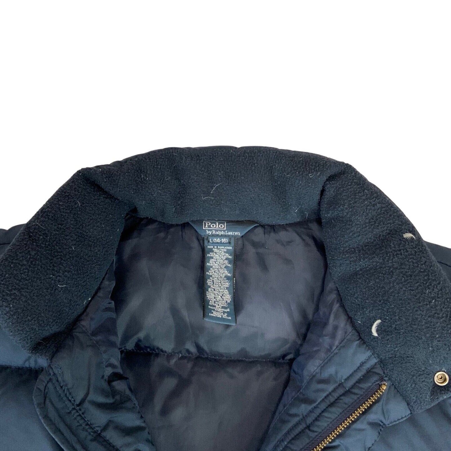 Vintage 90s 00s Navy Polo Ralph Lauren Puffer Coat Embroidered Down Quilted M