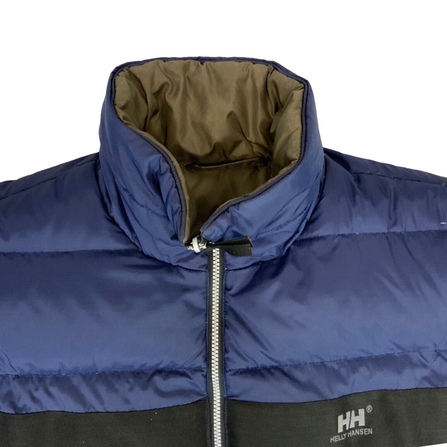 Vintage 90s 00s Navy Brown Helly Hansen Reversible Puffer Coat Duck Down M/L