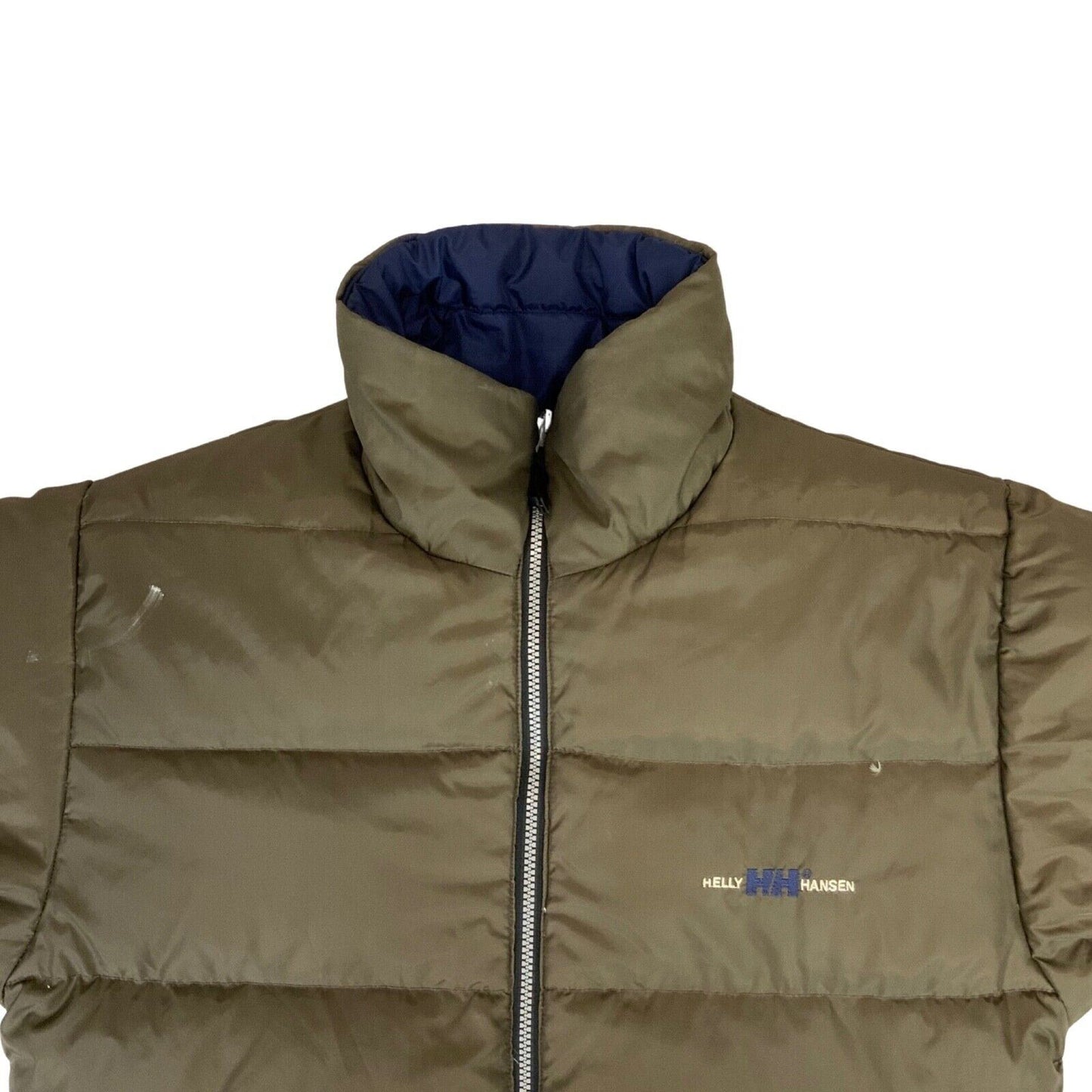 Vintage 90s 00s Navy Brown Helly Hansen Reversible Puffer Coat Duck Down M/L