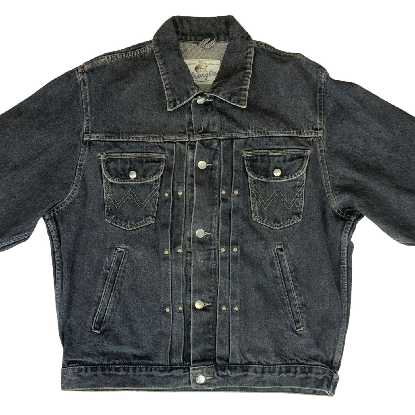 VTG MENS 80s WRANGLER BLUEBELL BLK TYPE 1 PLEAT DENIM JACKET BLOUSON 48” (44) L