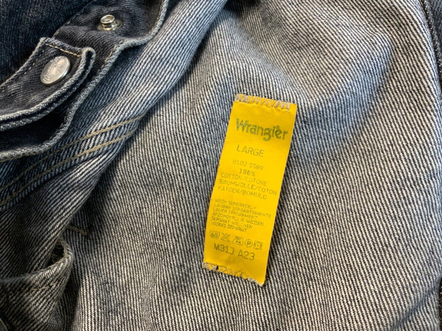 VTG MENS 80s WRANGLER BLUEBELL BLK TYPE 1 PLEAT DENIM JACKET BLOUSON 48” (44) L