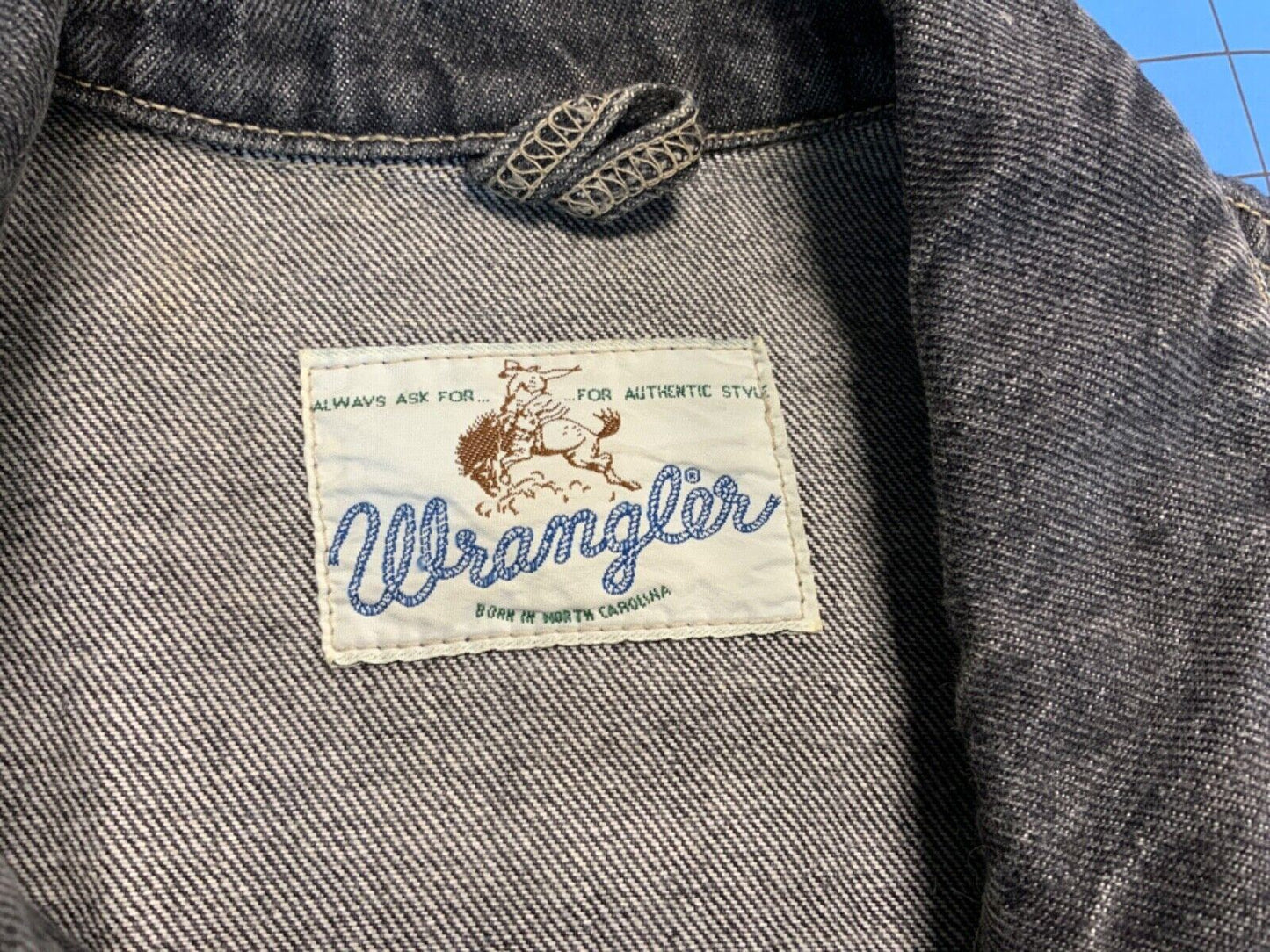 VTG MENS 80s WRANGLER BLUEBELL BLK TYPE 1 PLEAT DENIM JACKET BLOUSON 48” (44) L