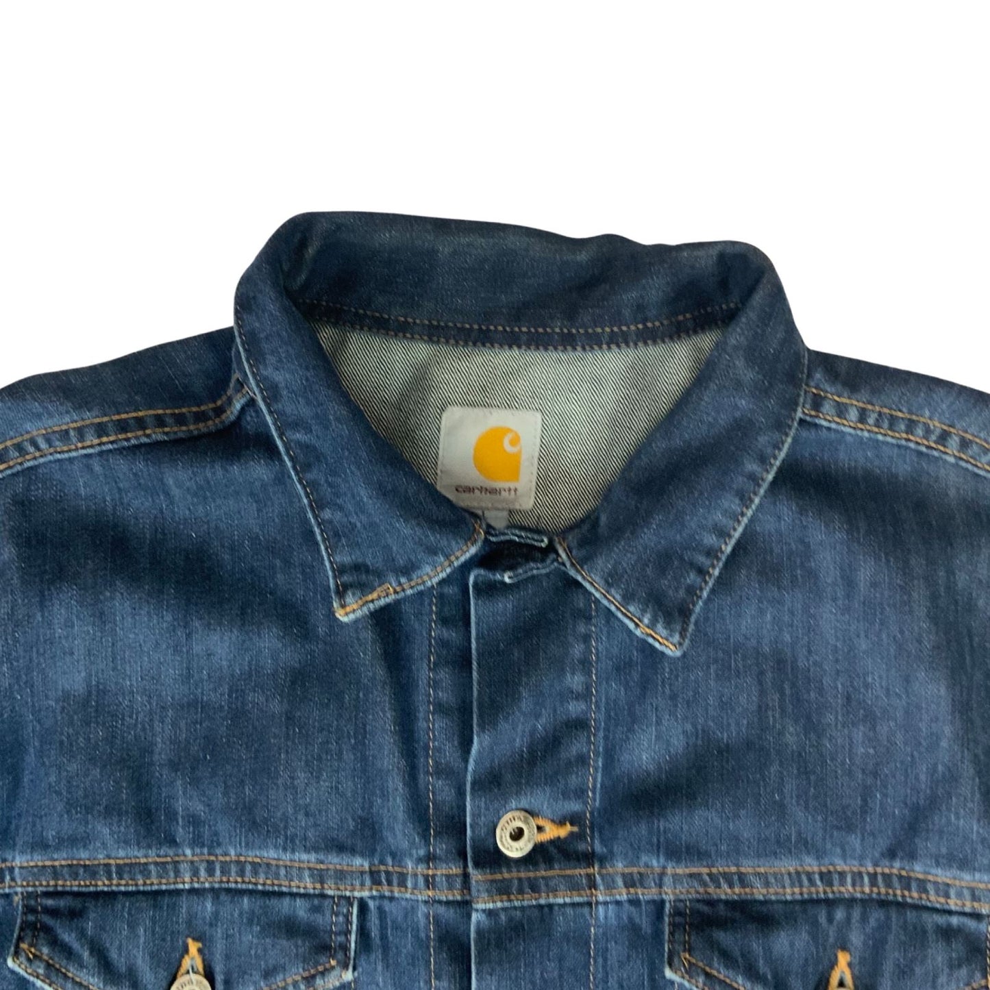 VTG CARHARTT INDIGO BLUE DENIM TRUCKER JACKET 48” (44) L