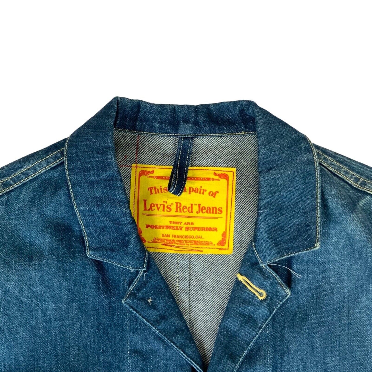 VTG Y2K LEVIS INDIGO DENIM CHORE JACKET WORKWEAR BLAZER WESTERN 44” (40) M