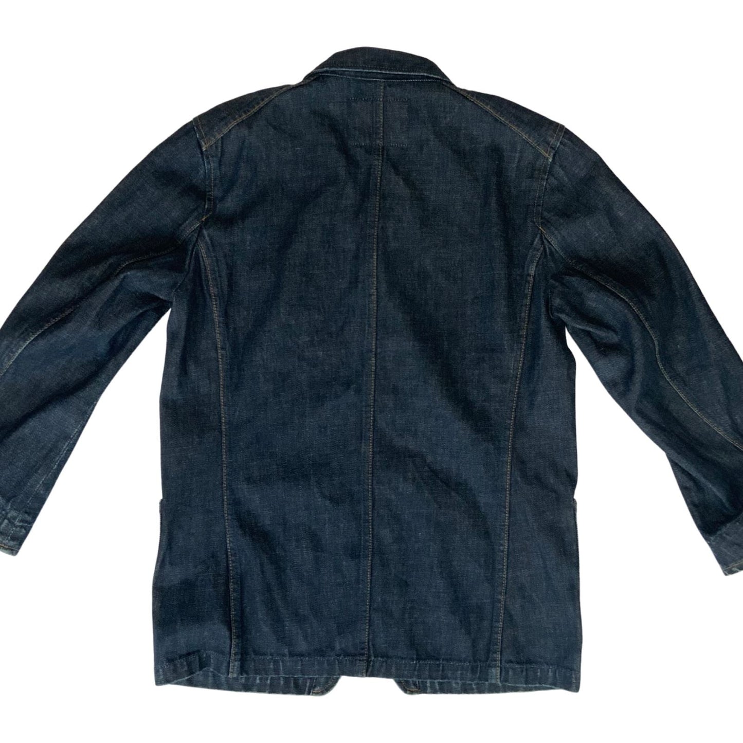 VTG Y2K EDWIN JAPAN INDIGO RAW DENIM CHORE JACKET WORKWEAR BLAZER 39” (36) S