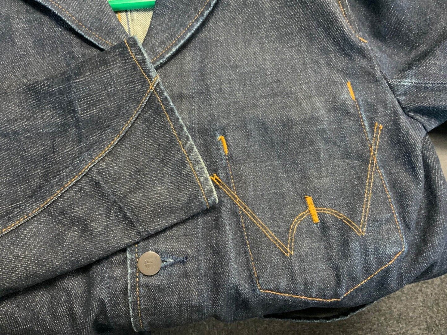 VTG Y2K EDWIN JAPAN INDIGO RAW DENIM CHORE JACKET WORKWEAR BLAZER 39” (36) S