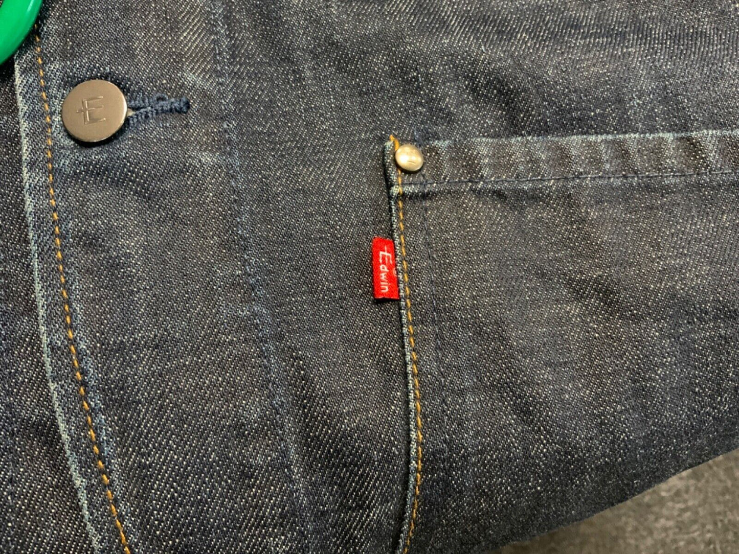 VTG Y2K EDWIN JAPAN INDIGO RAW DENIM CHORE JACKET WORKWEAR BLAZER 39” (36) S