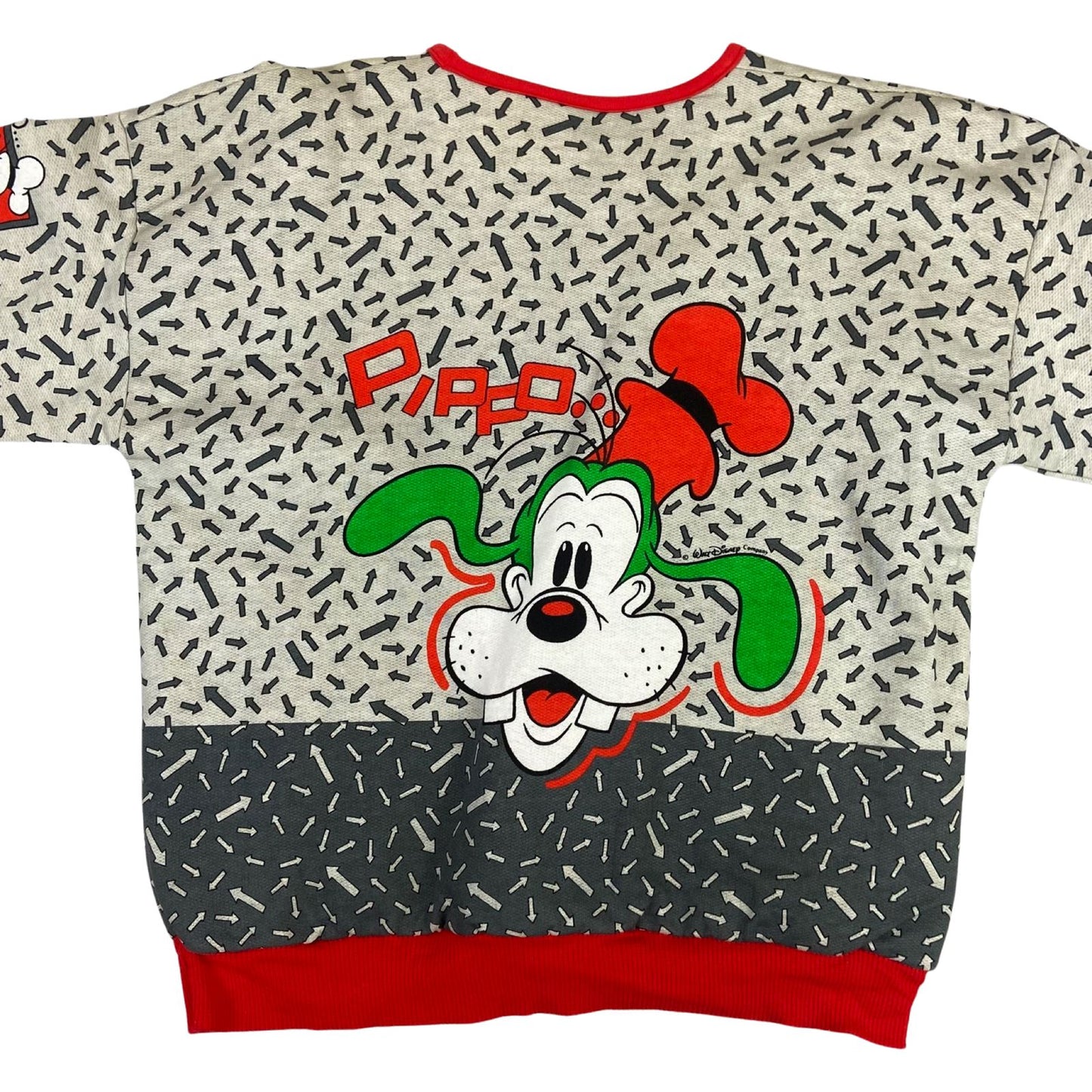Vintage 90s 00s Grey Red Disney Graphic Patterned Goofy Mickey Sweatshirt M1214