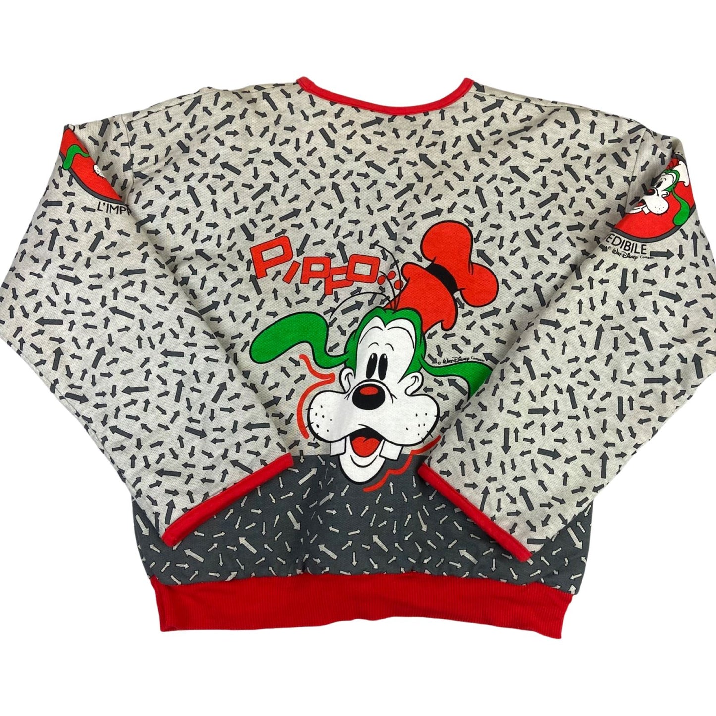 Vintage 90s 00s Grey Red Disney Graphic Patterned Goofy Mickey Sweatshirt M1214