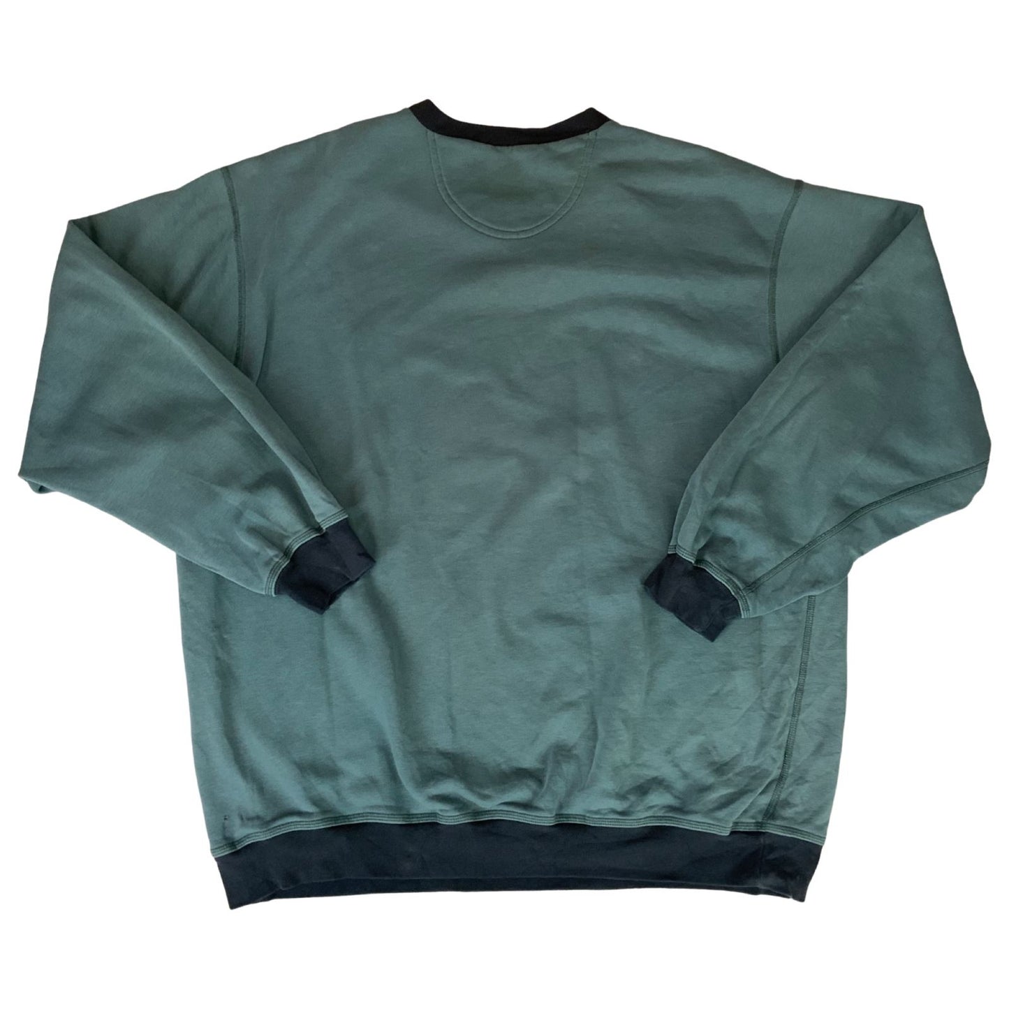 Vintage 90s 00s Nike Blue Green Grey Teal Nike V-Neck Embroidered Sweatshirt XXL