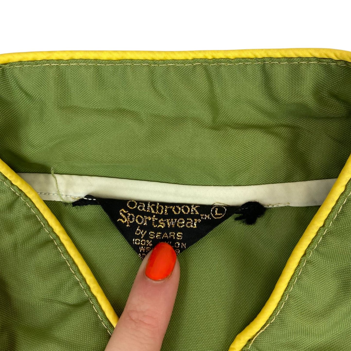 VTG 60s USA NYLON SEARS ROEBUCK OAKBROOK SURFER JACKET HOT ROD WINDBREAKER 42” L