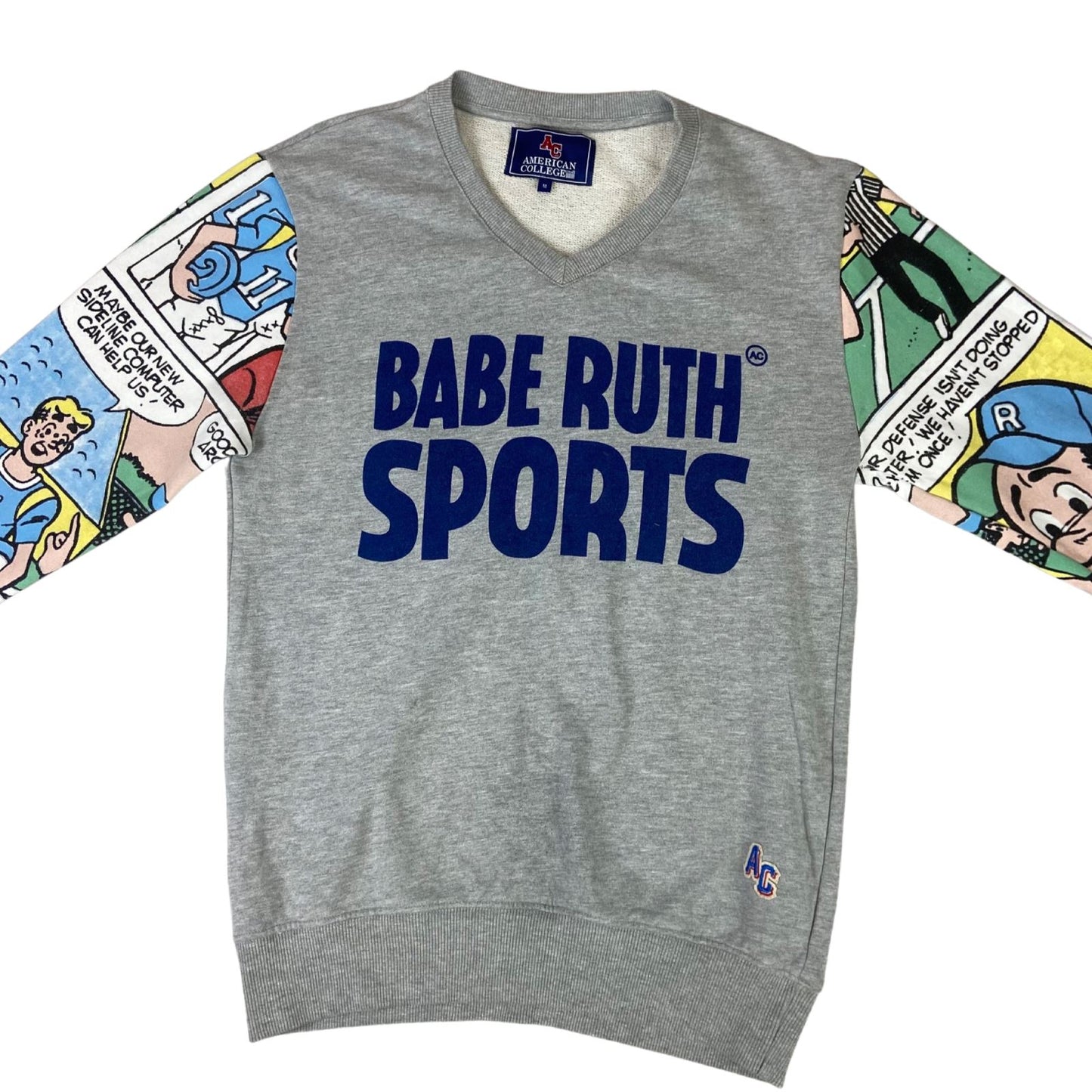 Vintage 90s Grey American College Archie Comics Graphic Babe Ruth Sweatshirt S