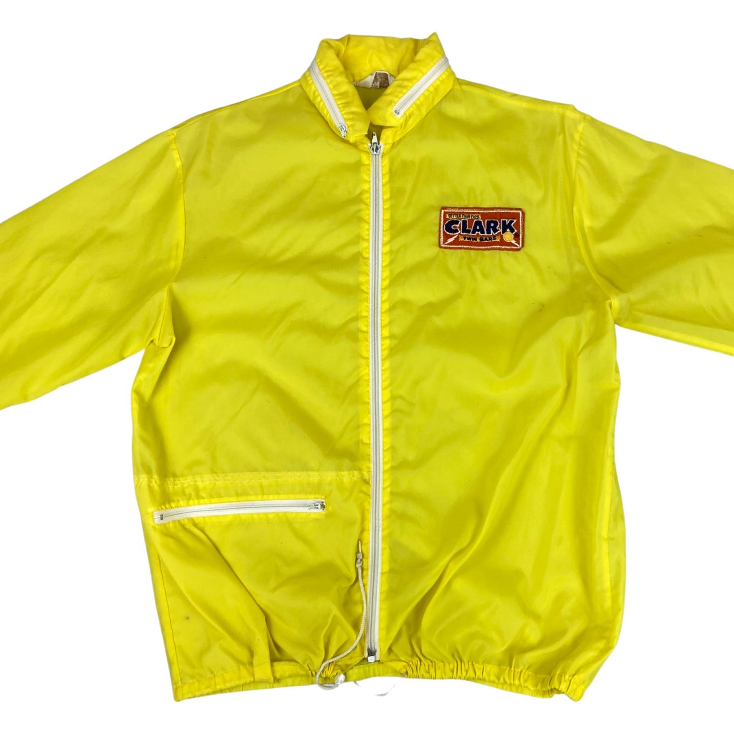 VTG 70s USA MONTGOMERY WARD CLARK TWIN BARS CHOCOLATE WINDBREAKER JACKET 38” S