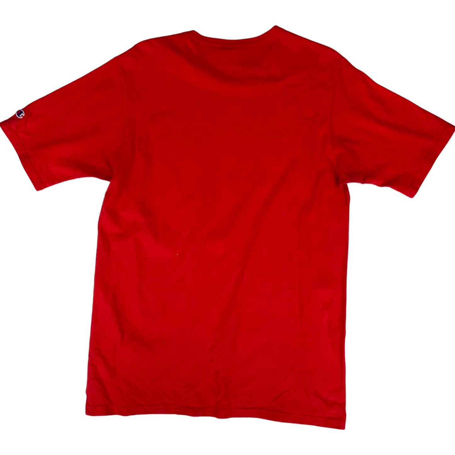 Y2K Red Champion Spell-Out Graphic Sportswear T-Shirt Large