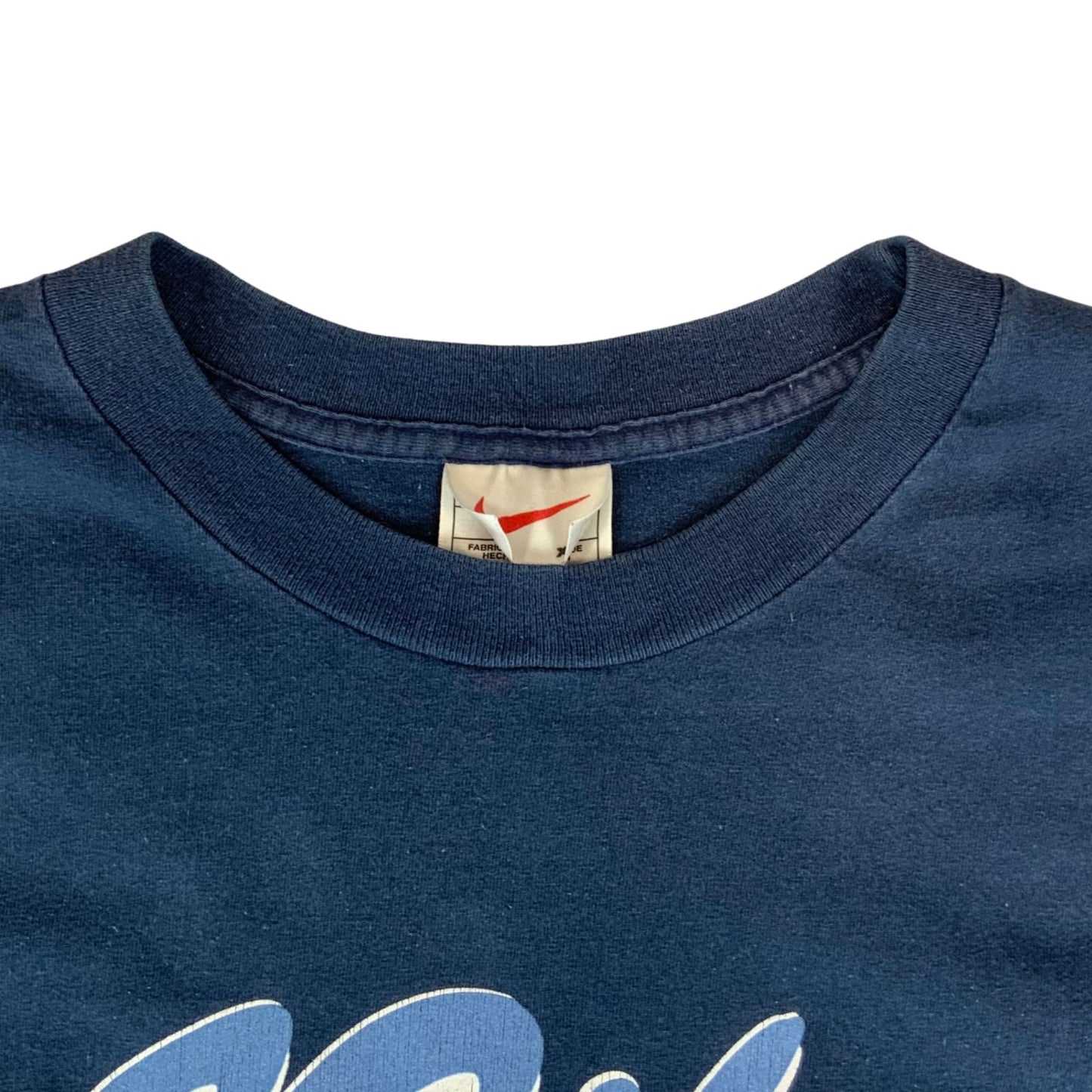 Vintage 00s Y2K Navy Blue Nike Script Spell-Out Graphic T-Shirt XXL