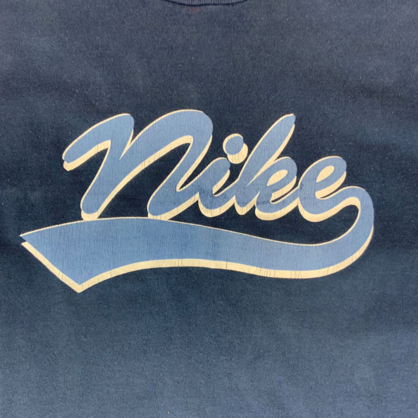Vintage 00s Y2K Navy Blue Nike Script Spell-Out Graphic T-Shirt XXL