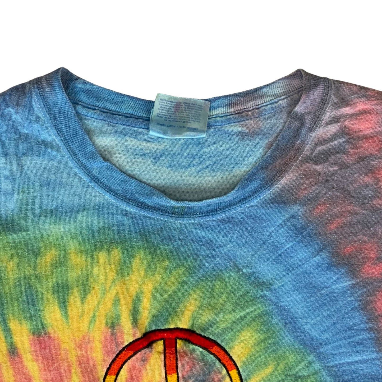 Vintage Y2K Multi-Coloured Tie Dye Alaska Destination Tourist Peace Tee Large