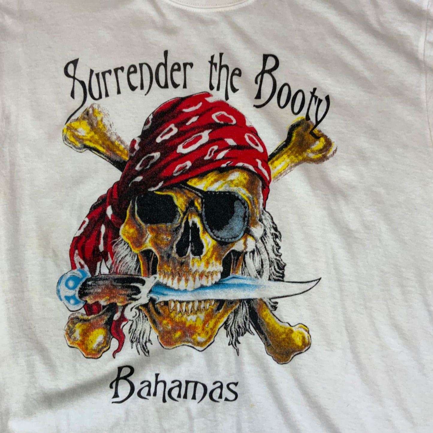 Vintage 90s White Bahamas 'Surrender The Booty' Comedy Innuendo Graphic Tee M