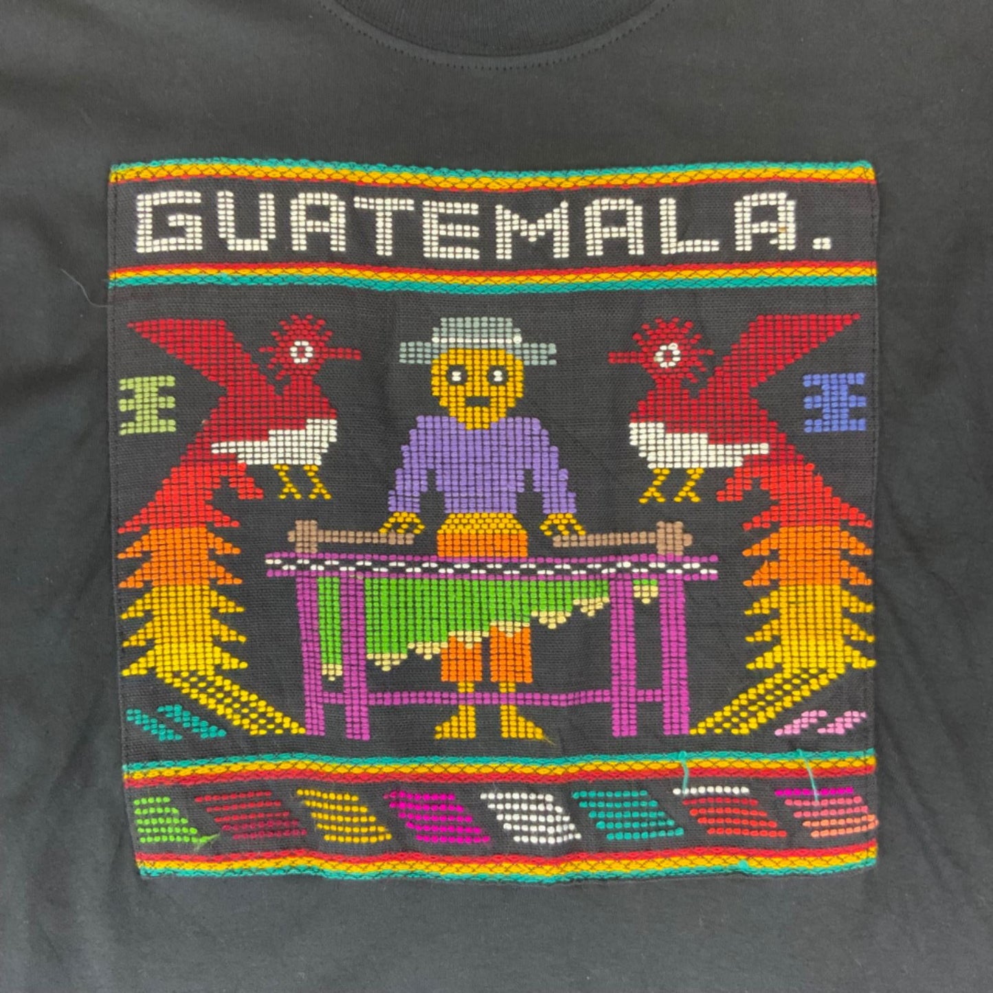 Vintage 90's Black Guatemala All-Embroidered Tourist Destination T-Shirt Large