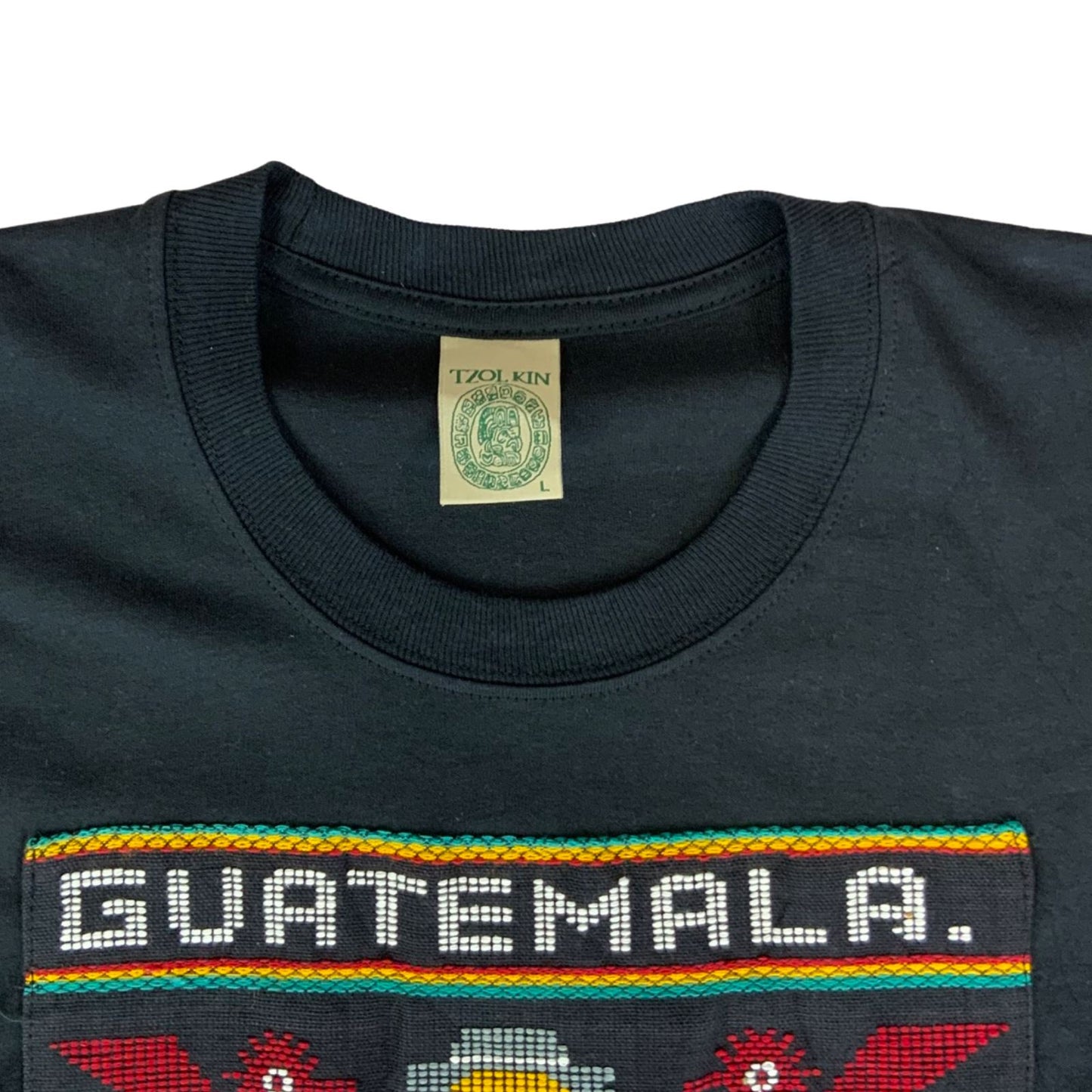 Vintage 90's Black Guatemala All-Embroidered Tourist Destination T-Shirt Large