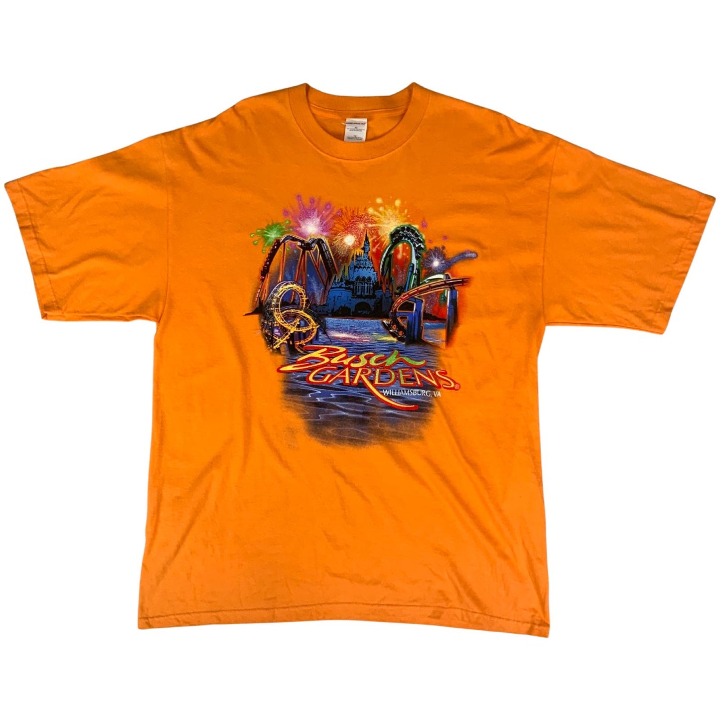 Vintage Early 00s Orange Busch Gardens Seaworld Destination Tourist T-Shirt XL