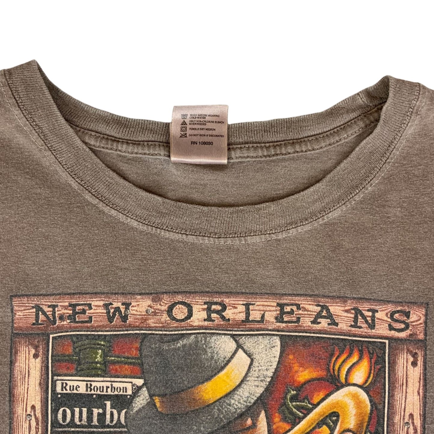 Vintage 90s Brown New Orleans French Quarter Destination Tourist Graphic Tee L