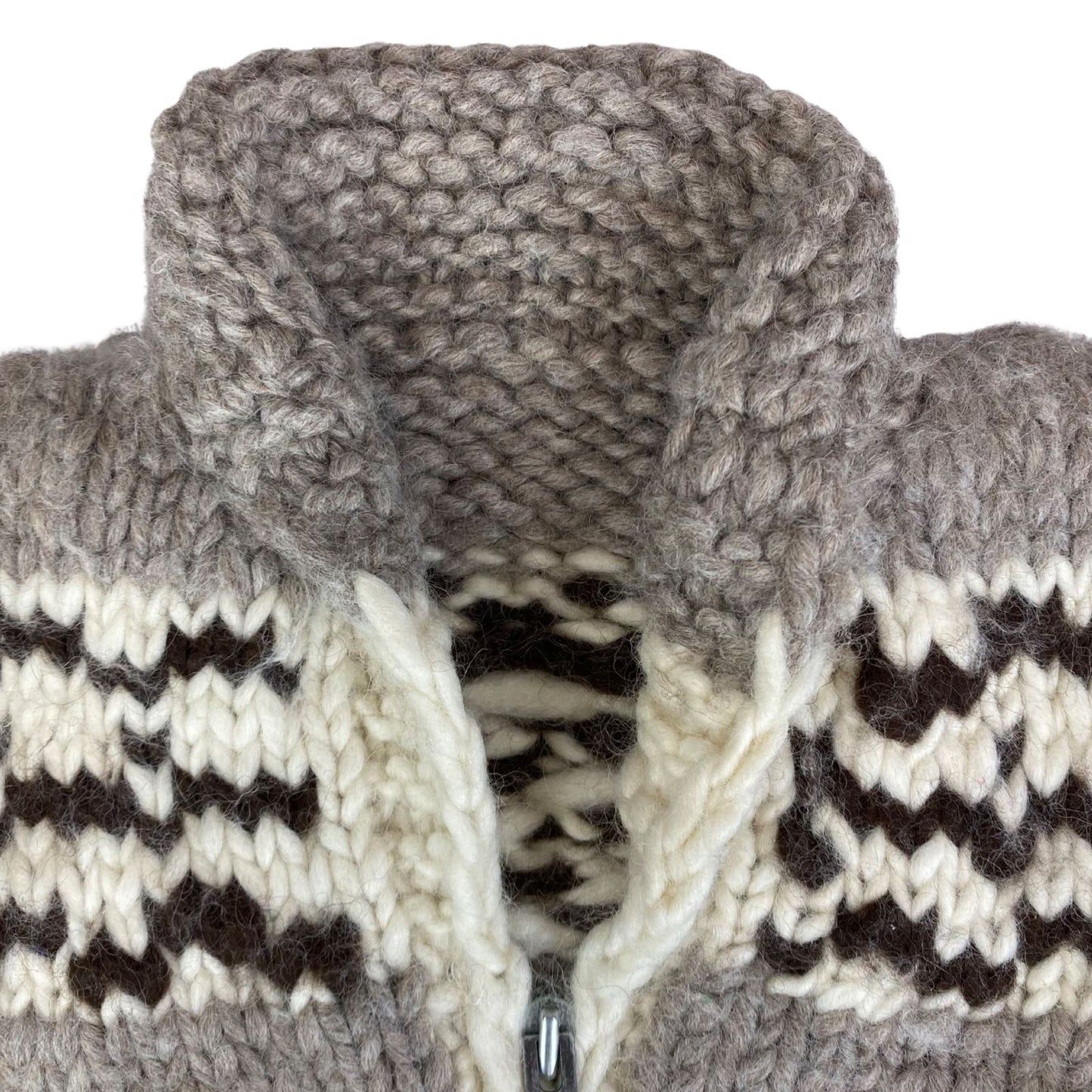 VTG NATIVE CANADIAN COWICHAN INDIAN HAND KNIT CARDIGAN ROCKABILLY HOT ROD 40” M