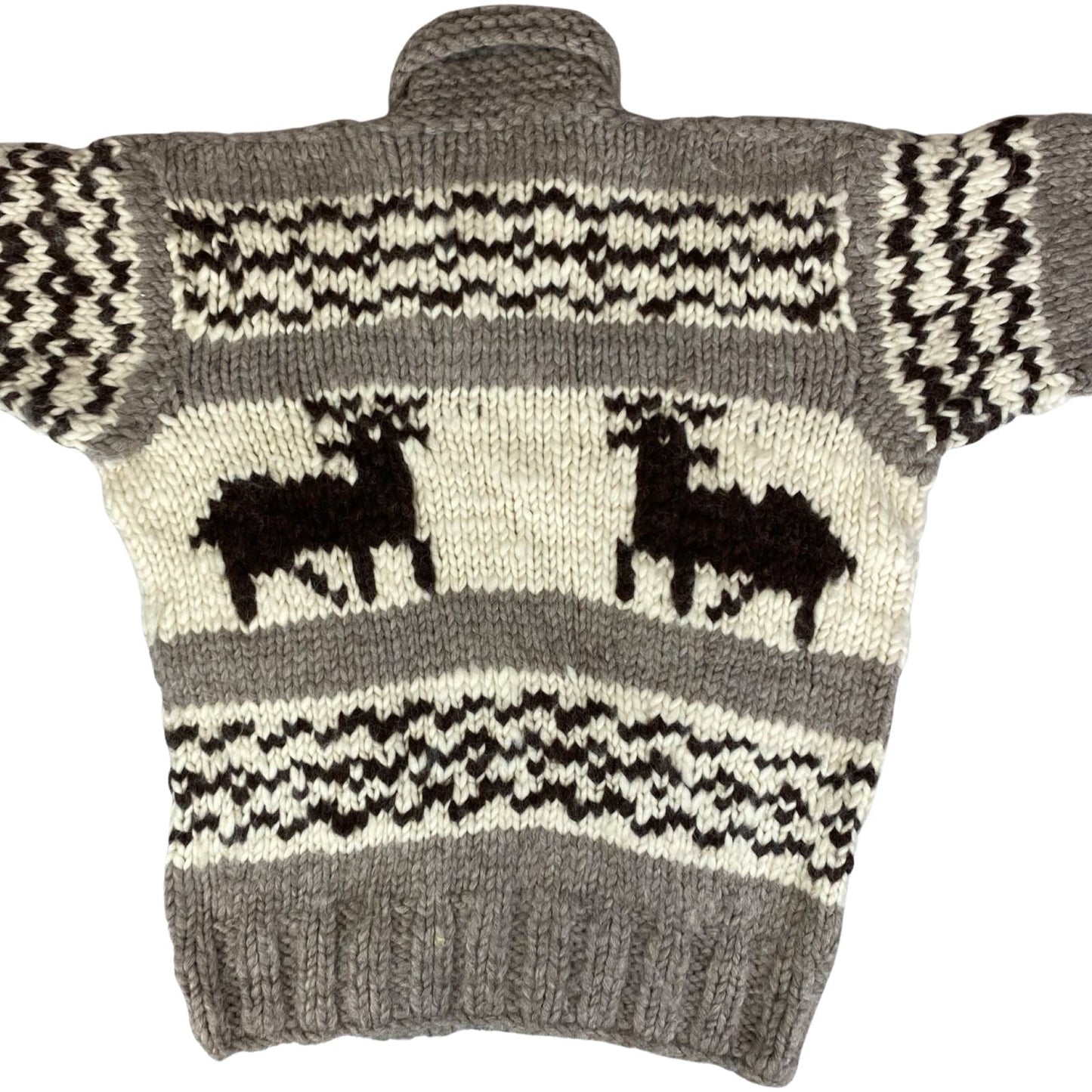VTG NATIVE CANADIAN COWICHAN INDIAN HAND KNIT CARDIGAN ROCKABILLY HOT ROD 40” M