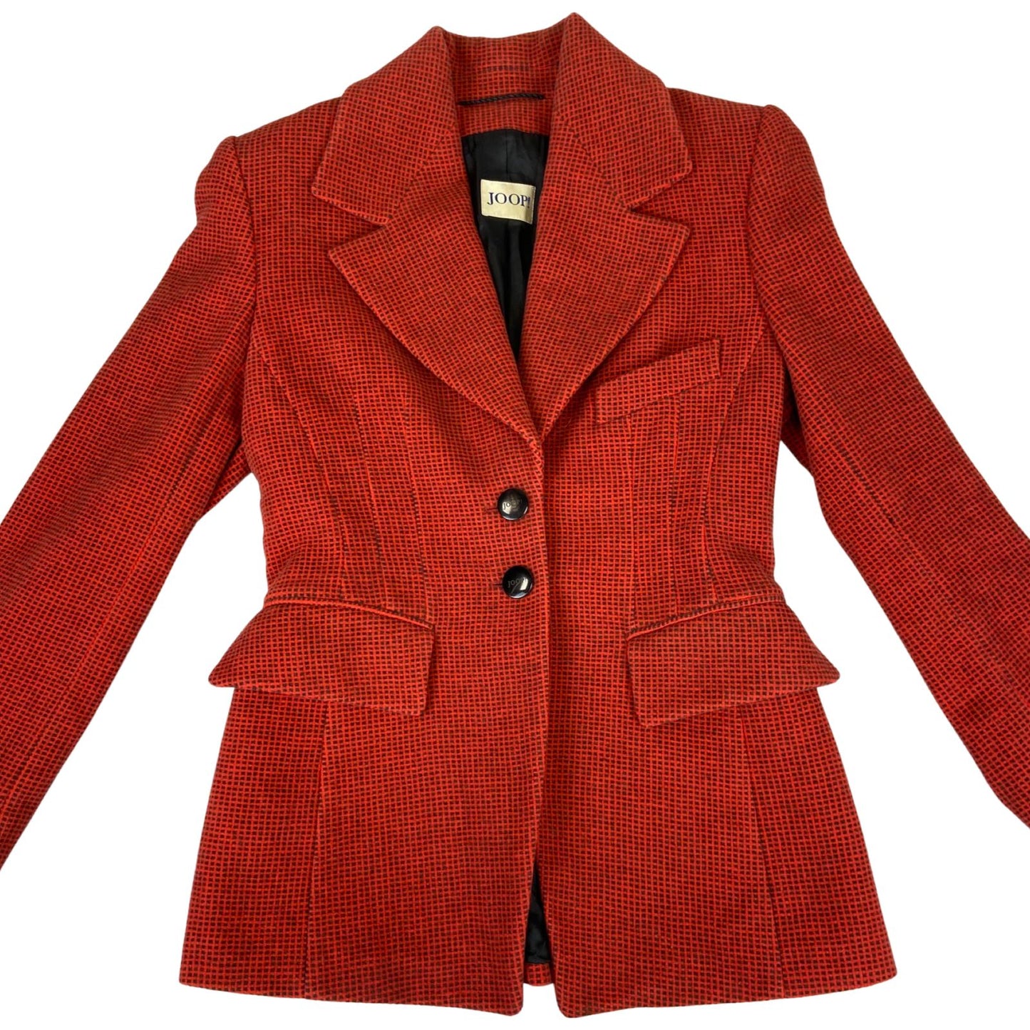 Vintage 90s 00s Red JOOP! Chequered Wool Womens Blazer