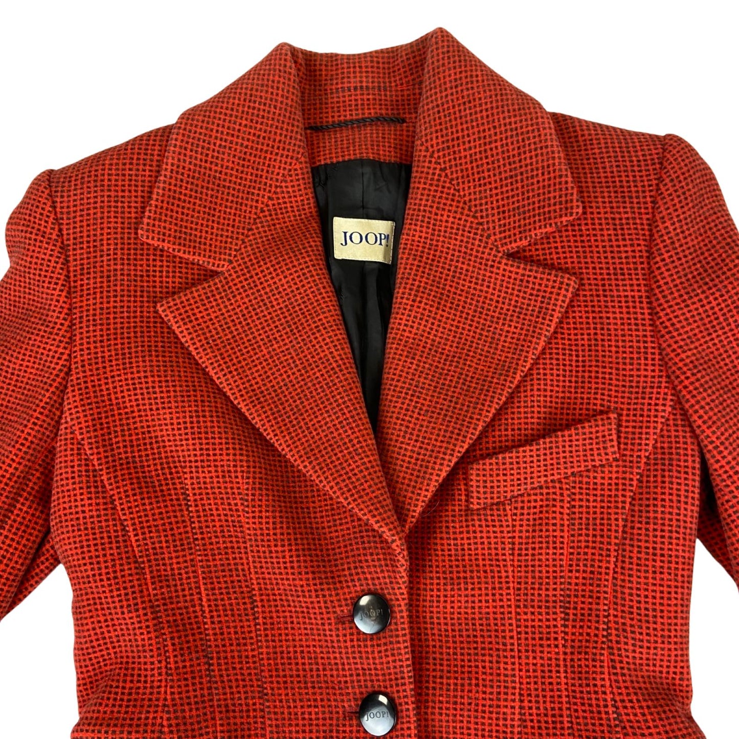 Vintage 90s 00s Red JOOP! Chequered Wool Womens Blazer