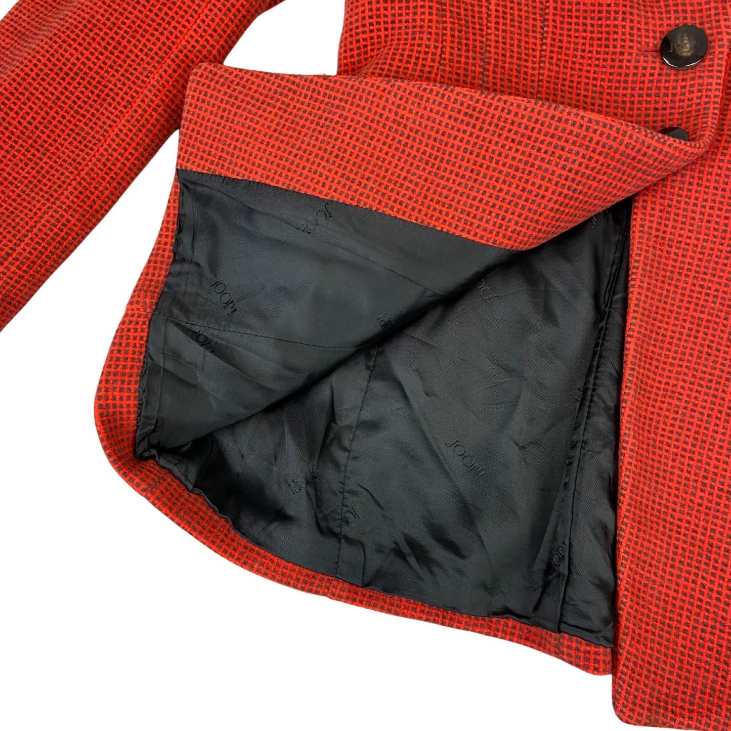 Vintage 90s 00s Red JOOP! Chequered Wool Womens Blazer