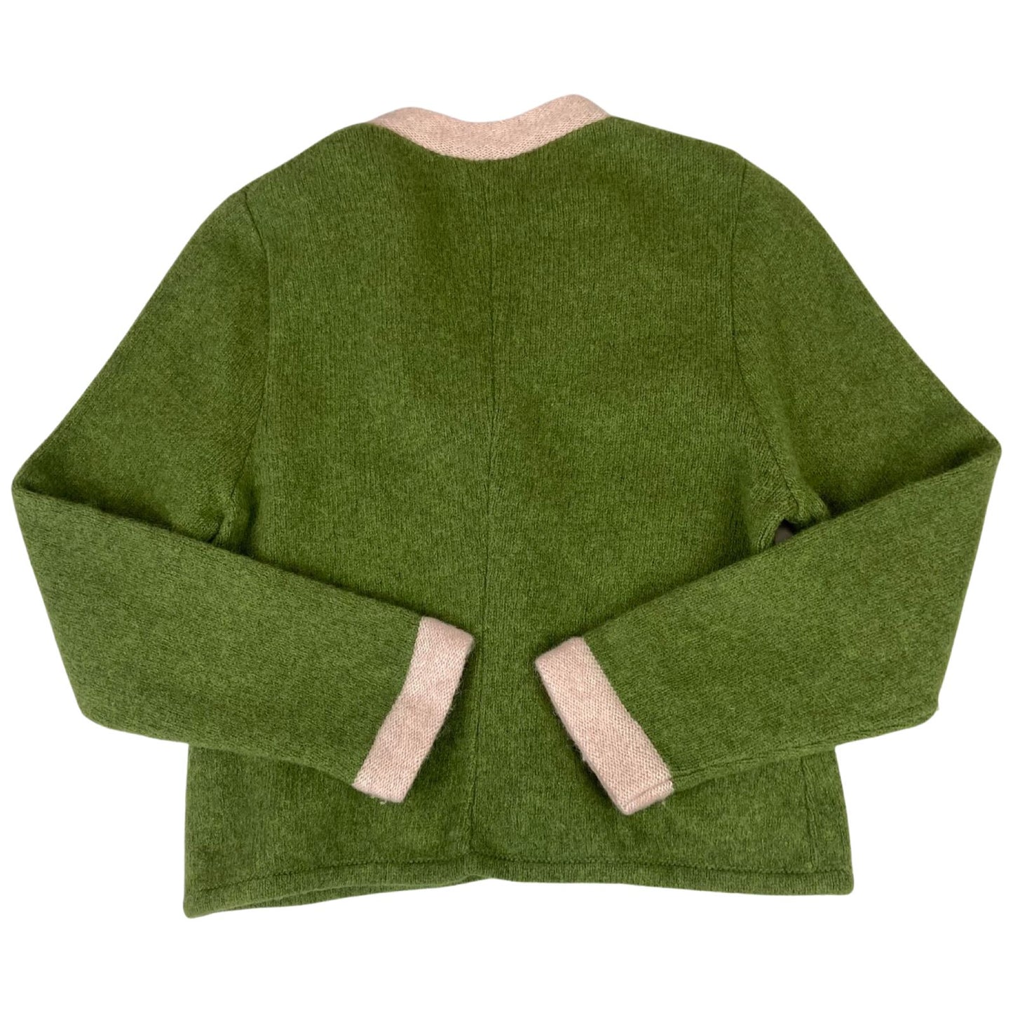 Vintage 90s 00s Green Pink Wool Authentic Tyrolean Antler Buttons Cardigan M