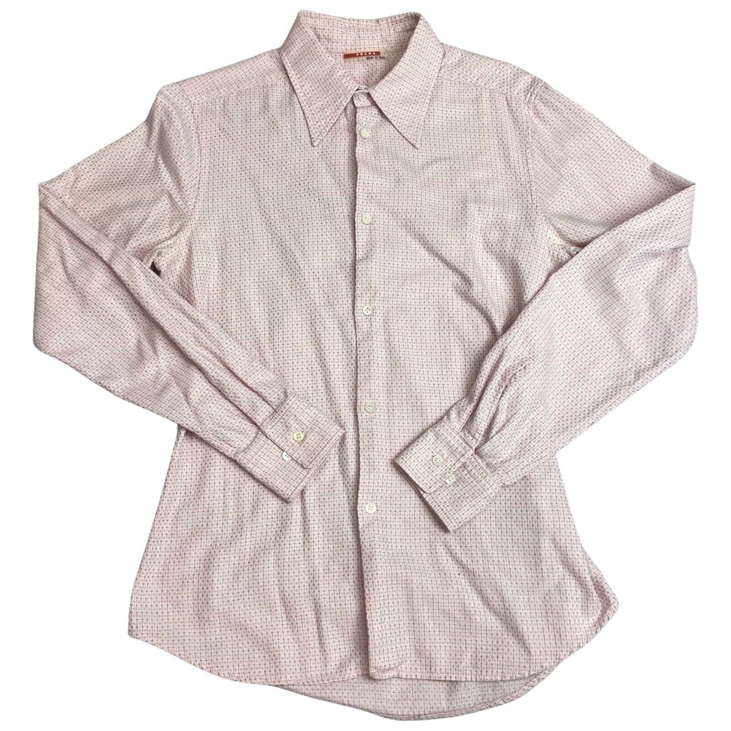 Vintage 90s 00s Pink White Prada Red Label Button Down Shirt S