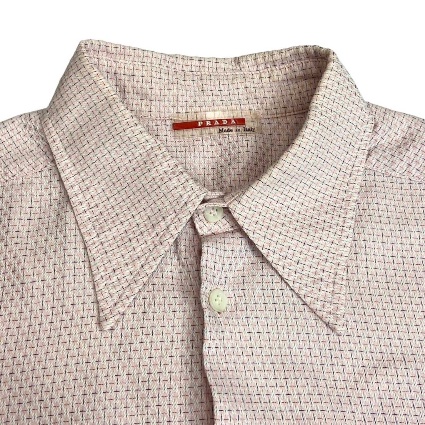 Vintage 90s 00s Pink White Prada Red Label Button Down Shirt S