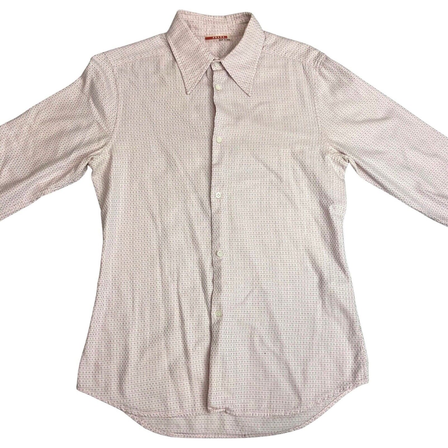 Vintage 90s 00s Pink White Prada Red Label Button Down Shirt S
