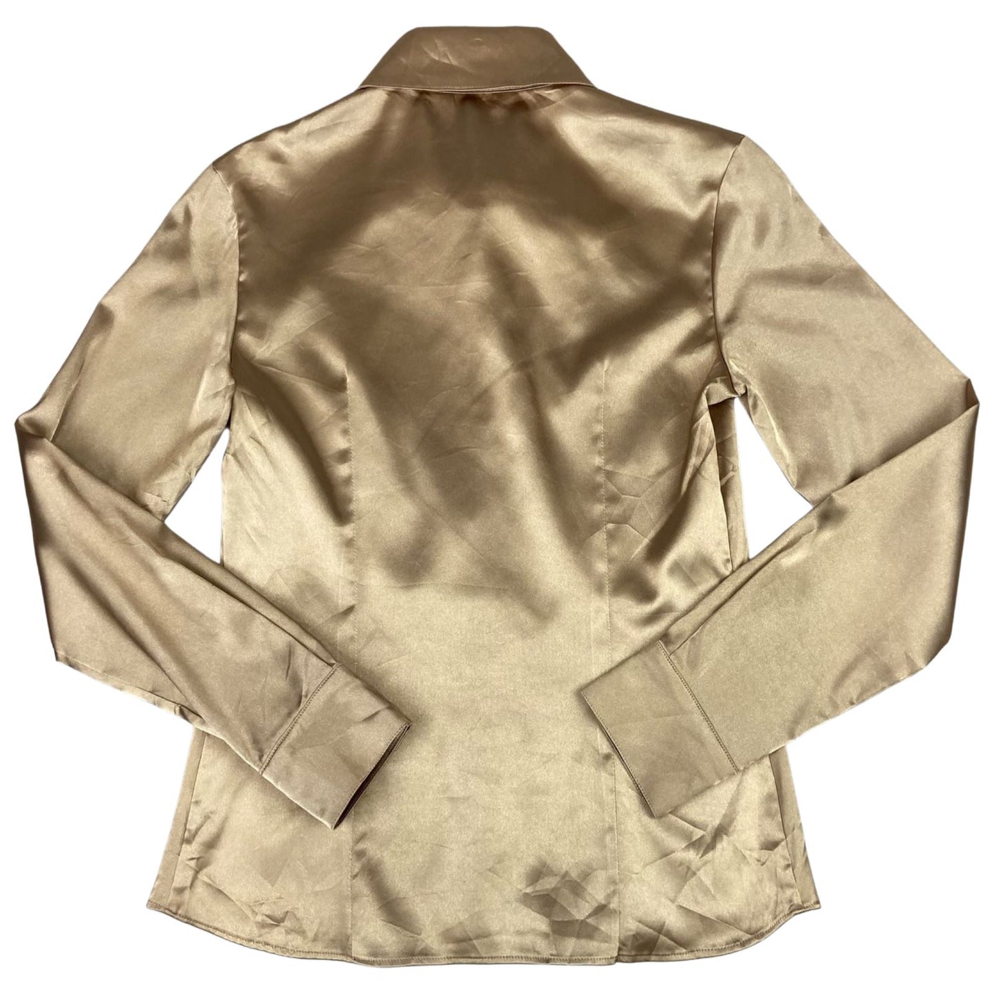 Vintage 90s Gold Shiny Fitted Party Button Down Blouse