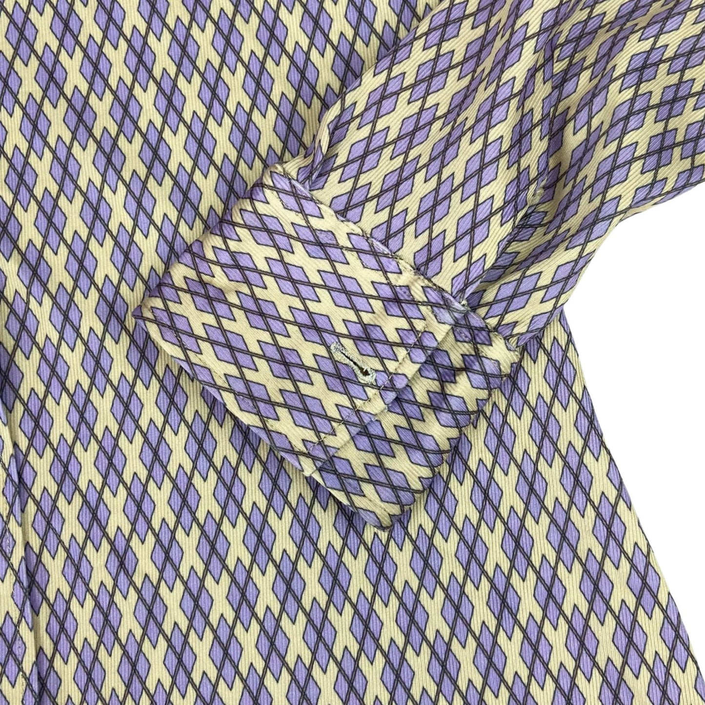 Vintage 90s Purple Cream Paul & Joe Geometric Patterned Button Up Blouse Shirt S