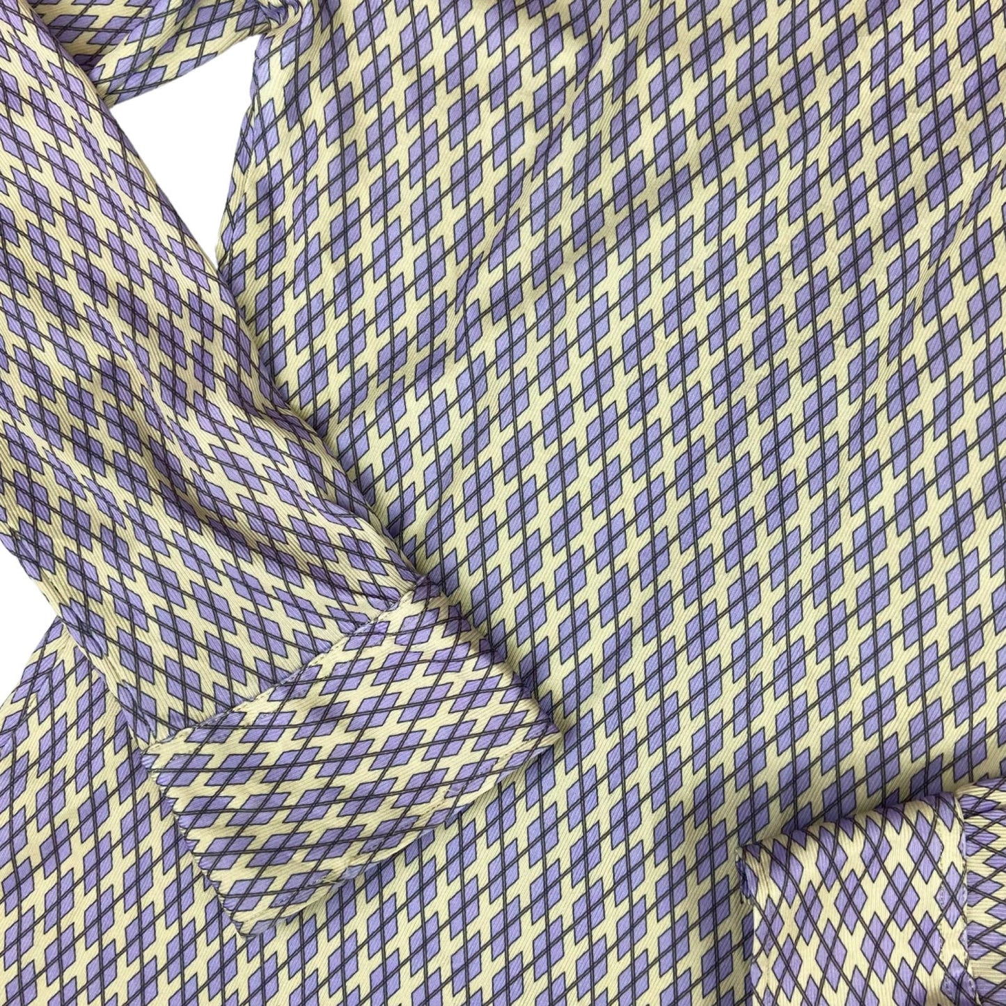 Vintage 90s Purple Cream Paul & Joe Geometric Patterned Button Up Blouse Shirt S