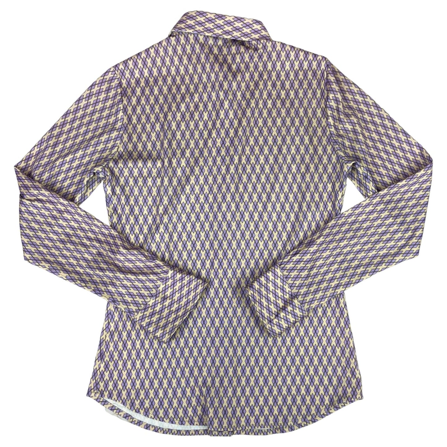 Vintage 90s Purple Cream Paul & Joe Geometric Patterned Button Up Blouse Shirt S