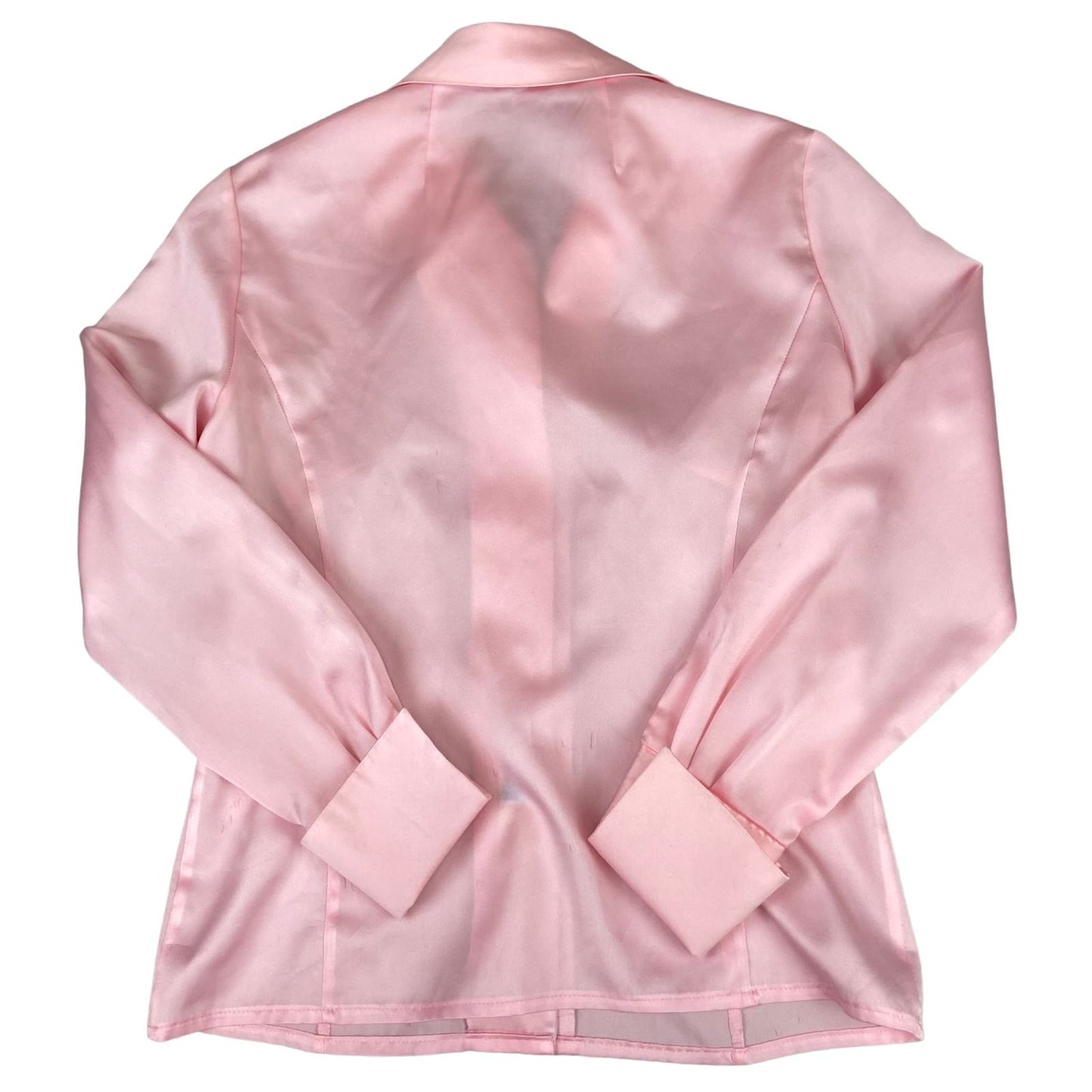Vintage 90s Pink Silk/Satin Feel Cotton Button Up Blouse Shirt Top M 12 14
