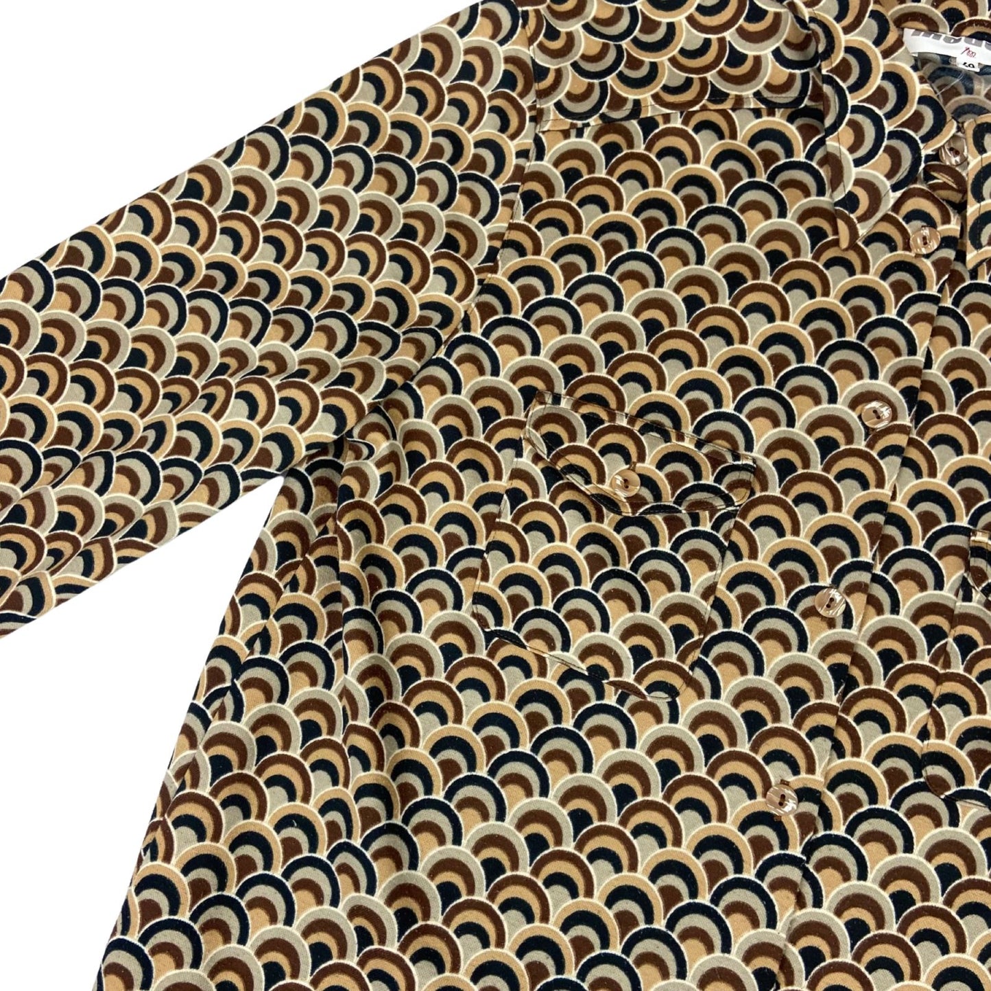 Vintage 90s Brown Modex Geometric Patterned Button Up Blouse Shirt L 16
