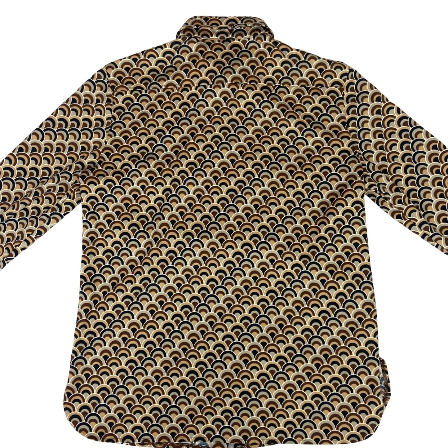 Vintage 90s Brown Modex Geometric Patterned Button Up Blouse Shirt L 16