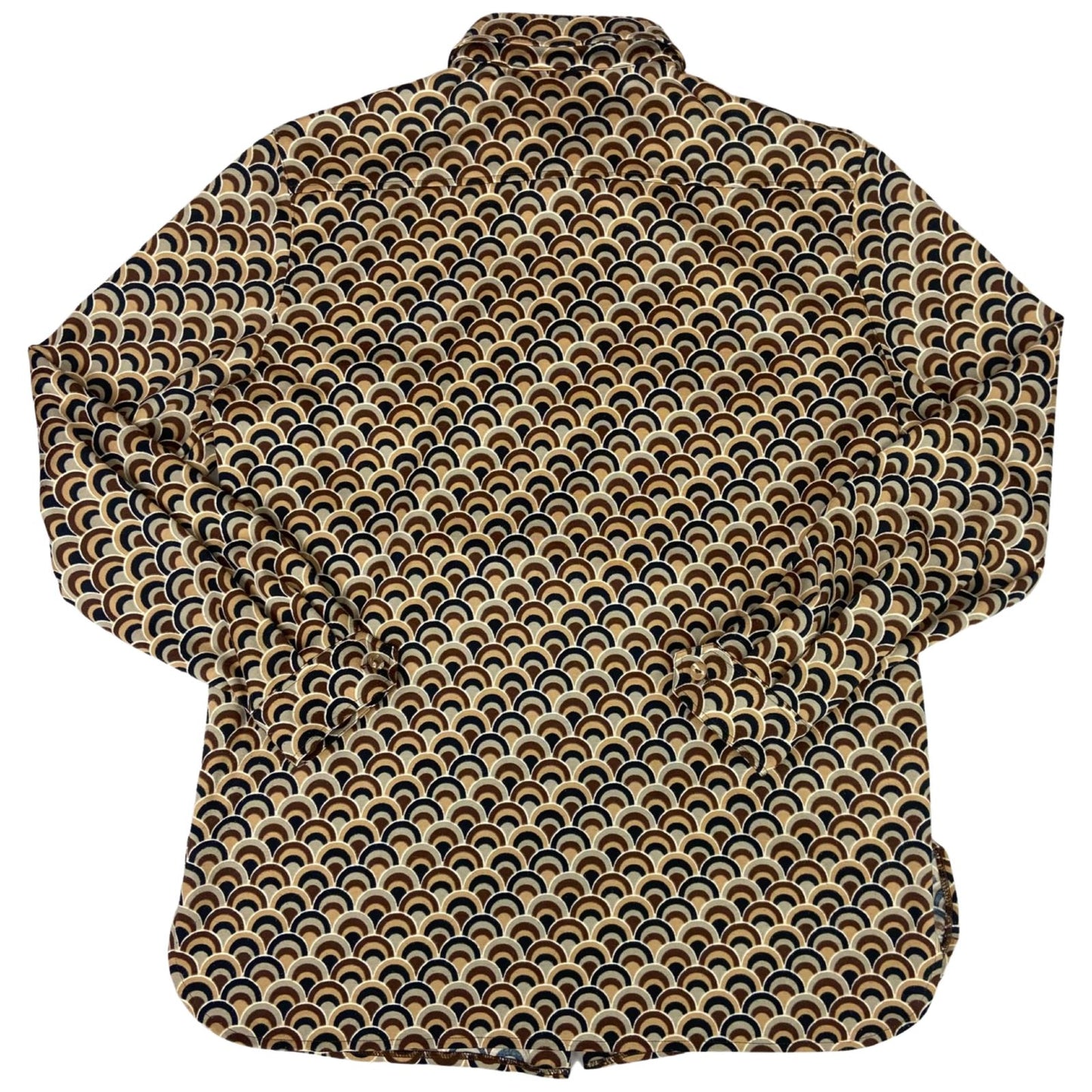 Vintage 90s Brown Modex Geometric Patterned Button Up Blouse Shirt L 16