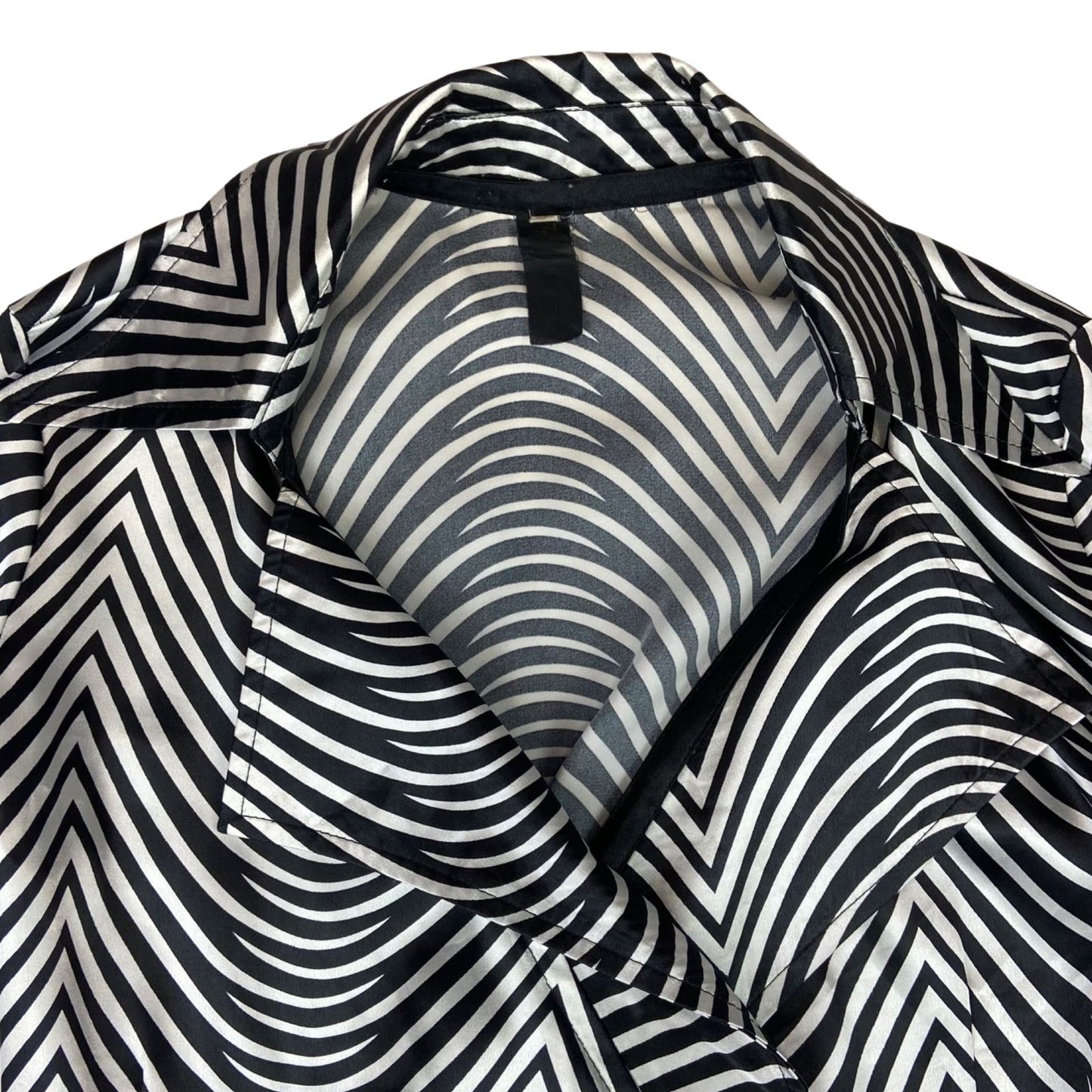 Vintage 90s Black White Geometric Zebra Print Wrap Blouse 12 14 M