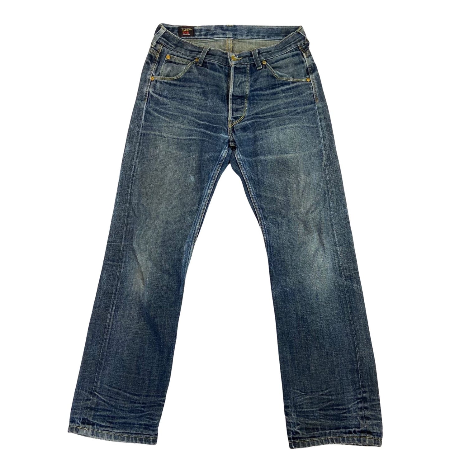 Vintage 90s 00s Faded Dark Wash Denim Lee 101B Straight Leg MidRise Jeans W32L31