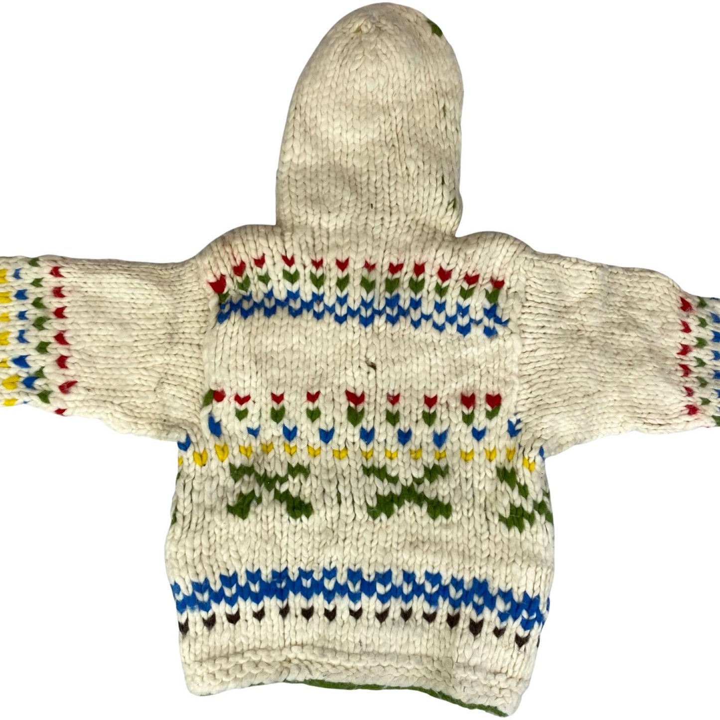 VTG KIDS CHILD NATIVE CANADIAN COWICHAN INDIAN HAND KNIT CARDIGAN ROCKABILLY 28”