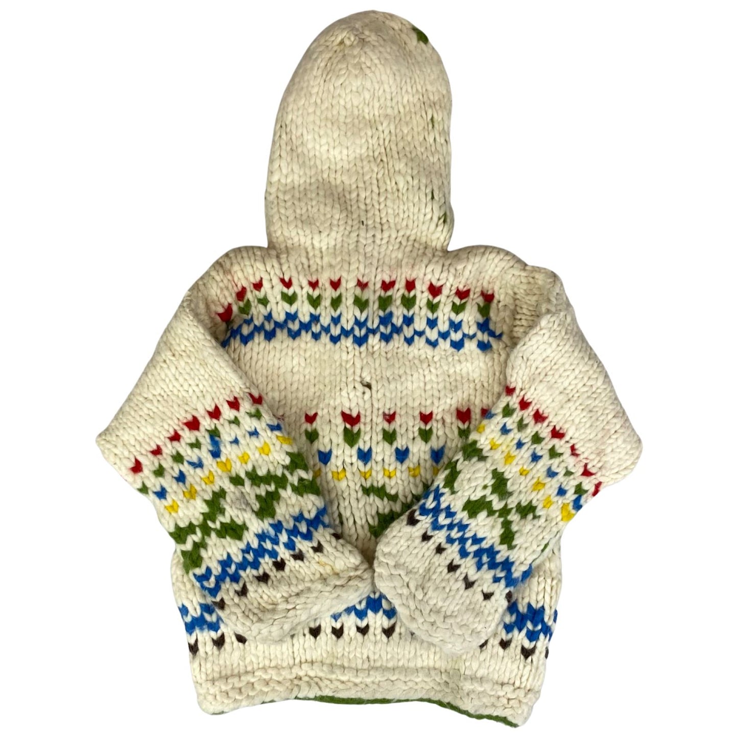 VTG KIDS CHILD NATIVE CANADIAN COWICHAN INDIAN HAND KNIT CARDIGAN ROCKABILLY 28”