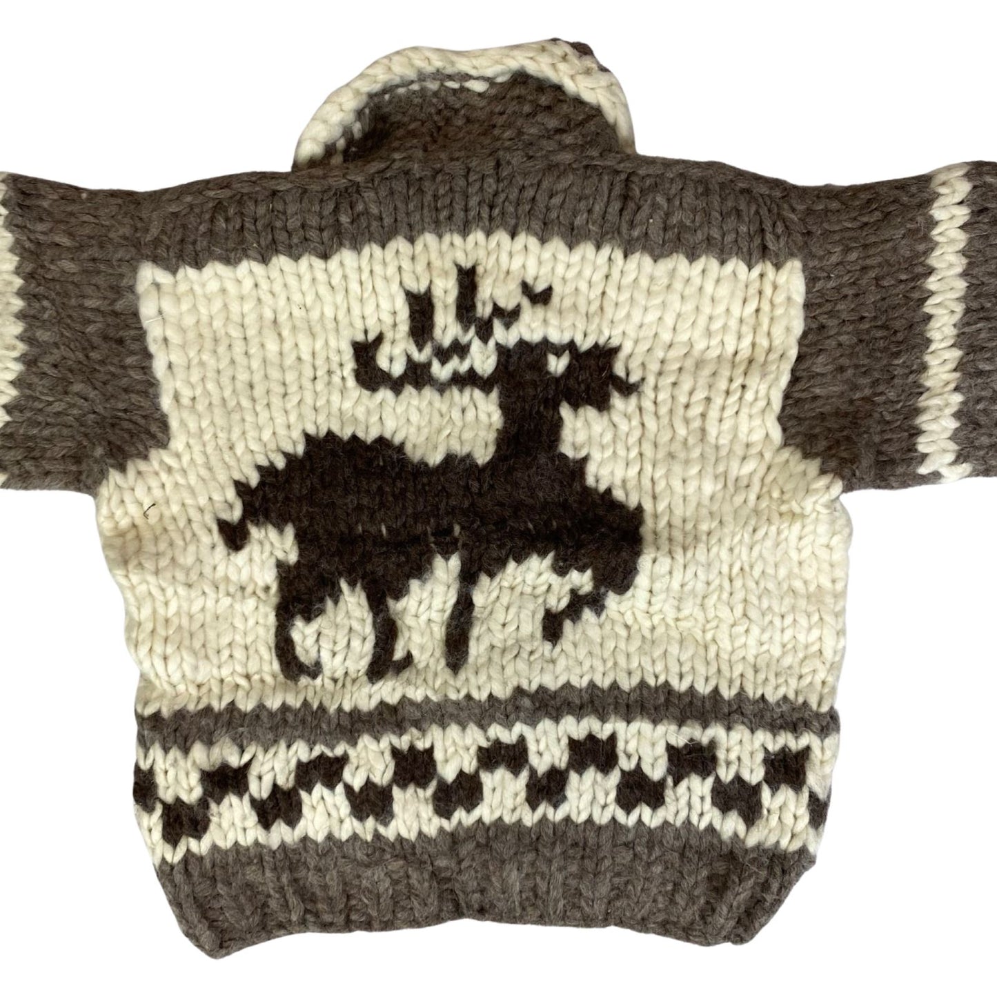 VTG KIDS CHILD NATIVE CANADIAN COWICHAN INDIAN HAND KNIT CARDIGAN ROCKABILLY 32”
