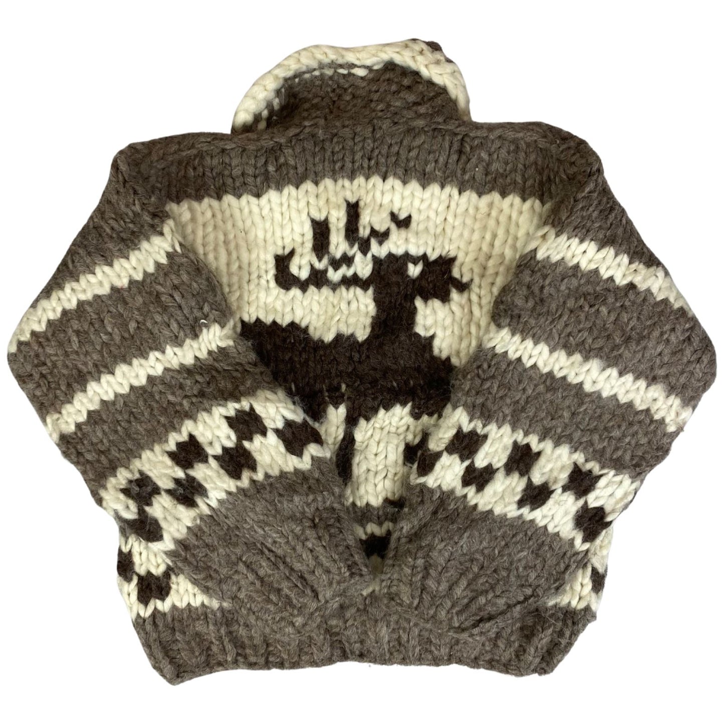 VTG KIDS CHILD NATIVE CANADIAN COWICHAN INDIAN HAND KNIT CARDIGAN ROCKABILLY 32”